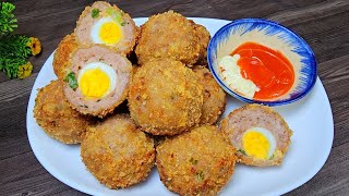cách làm THỊT VIÊN BỌC TRỨNG CÚT CHIÊN XÙ giòn dai ăn vặt hay ăn cơm đều ngon