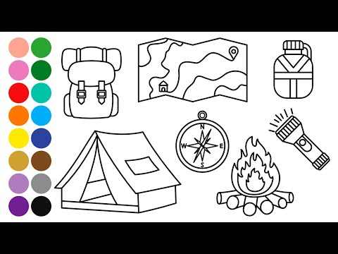 CAMPING Drawing, Painting and Coloring for Kids, Toddlers | Learn How to Draw