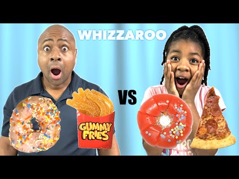 Sparkle Whizzaroo And Daddy Whizzaroo Real Food Vs Gummy Food Challenge