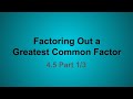Factoring Out the Greatest Common Factor in Algebra
