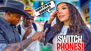 Making Couples Switch Phones 😳 💔 *LOYALTY TEST* HTX PUBLIC INTERVIEW!!!