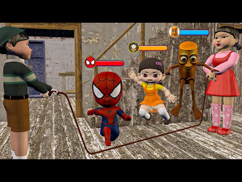 Playing as SpiderMan x Granny x Grandpa x Baby Spider Team Family in Granny House