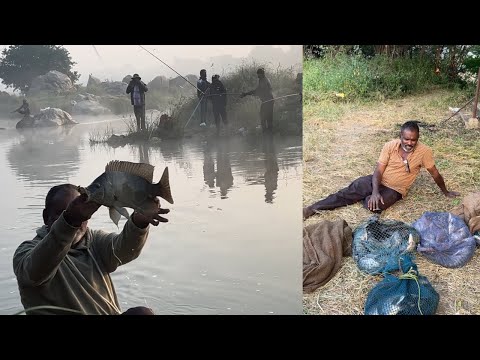 How to catch more Talapia fishes in river | running water fishing |singal hook fishing