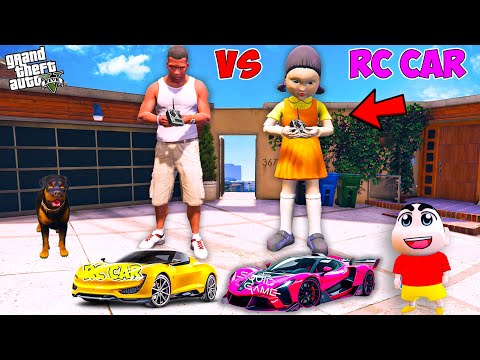 Franklin And Shinchan Play RC Car Challenge With Squid Game Doll In GTA 5!