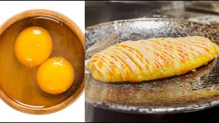 How to make Omelette with Cheese & Egg yolk - ASMR COOKING