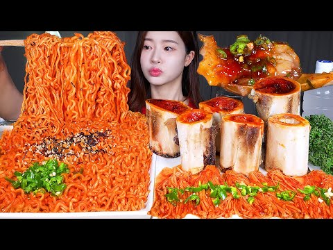 ASMR MUKBANG | 한국에선 못사는 3배 매운 핵불닭볶음면 🔥 핵불닭우골수 핵불닭팽이버섯🥵 먹방 Nuclear Fire Noodle, Bone Marrow, Mushroom