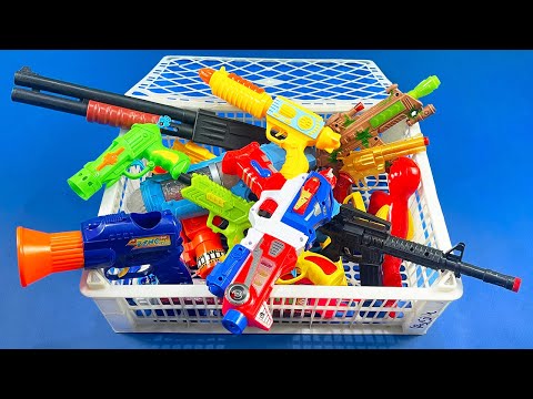 Giant Fruits Box full of Gun Toys ! Ping Post Biggest Ball Bullets Pistol Short Gun Sniper Rifle Toy