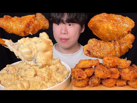 SUB) 꾸덕꾸덕 투움바 뇨끼 & 교촌 허니콤보 순살 먹방 ASMR 직접 뼈 발라낸 허니콤보 치킨 순살과 꾸덕꾸덕 쫀득쫀득한 투움바 크림 뇨끼 먹방😋