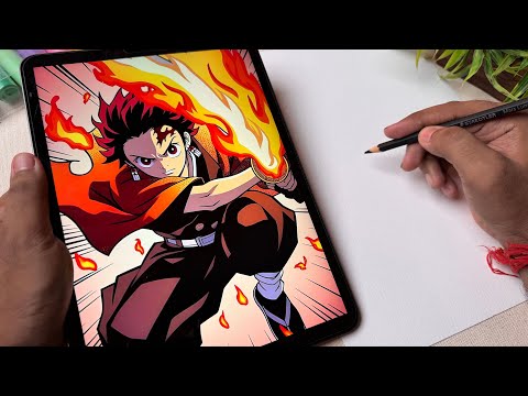 Draw With Me - Tanjiro Drawing, Tanjiro demon Slaye,  Outline Tutorial 😍