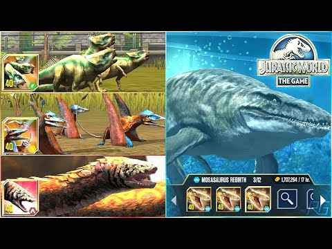 MOSASAURUS REBIRTH x HYDRABOA x AQUILOPS x PREONDACTYLUS X3 MAX LEVEL 40 ALL ANIMATION | JWTG