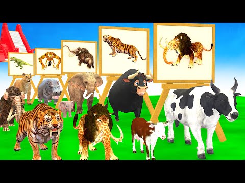 Choose The Right Animal Image With Elephant Cow Tiger Hippo Buffalo 5 Time Challenge Long Slide