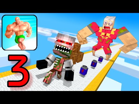 Minecraft Mobs : MUSCLE RUSH RUN CHALLENGE 3 - Minecraft Animation