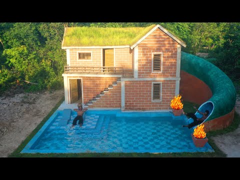 [ Full Video ] 120 Days Building Underground two-story House with Waterslide To Swimming Pool