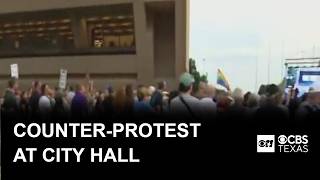 YouTube video thumbnail: Hundreds Attend Counter-Protest at Dallas City Hall