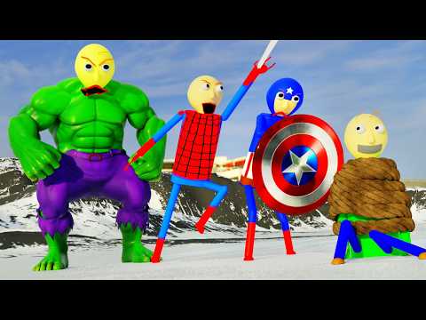 The Avenger Baldi, Spiderman, Captain America, Hulk Baldi VS Pacman and Bowser #animation #avengers