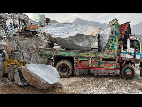 See How Marble Making Process From Huge Stone of Mountains // Amazing Cutting Process!