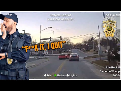 Little Rock Police says "F**K THIS CHASE, I QUIT" w/ Hellcat Charger TOOK OFF on Him!