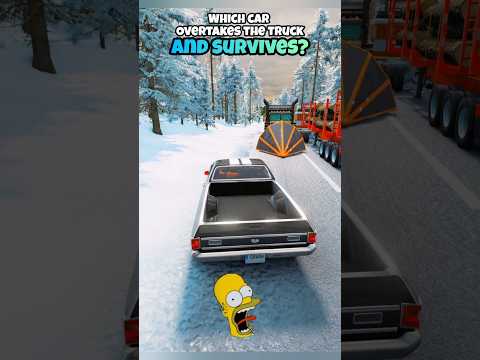 Which car overtakes the truck and survives? #beamng #beamngdrive #game #gaming #car #cars