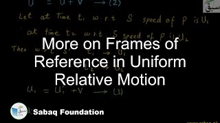 More on Frames of Reference in Uniform Relative Motion
