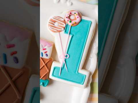 “Sweet One” one with donut balloons cookie decorated with royal icing #cookiedecorating #royalicing