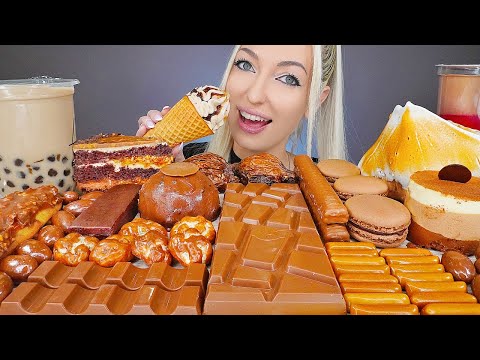 ASMR CHOCOLATE DESSERT, BUBBLE TEA, ICE CREAM, KINDER, CAKE, CANDY (SWEET FOOD) MUKBANG, 초콜릿 디저트 먹방