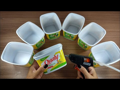 6 IDEIAS BELÍSSIMAS COM POTE DE MARGARINA 💖