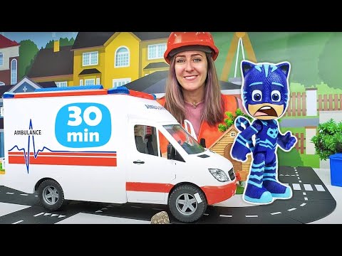 🚦🚒 ¡Rescate Heroico en el Cruce! Catboy de PJ Masks y Máster Pum Pum