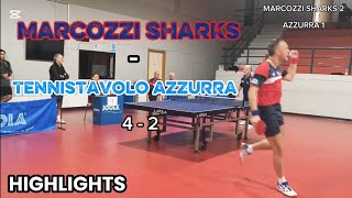 Serie D2 - 10°Giornata, MARCOZZI SHARKS - Tennistavolo AZZURRA 4-2. HIGHLIGHTS.🏓