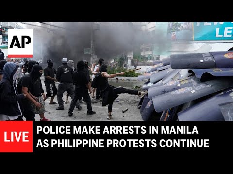 LIVE: Violence erupts near protests in the Philippines over corruption scandal