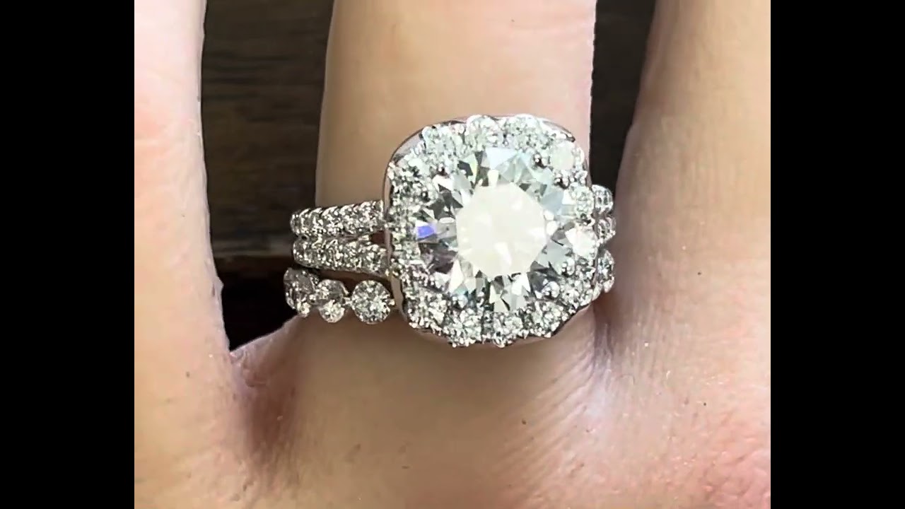 4.20 CTW Split Shank Halo Lab Grown Diamond Engagement Ring at Diamond Exchange Houston