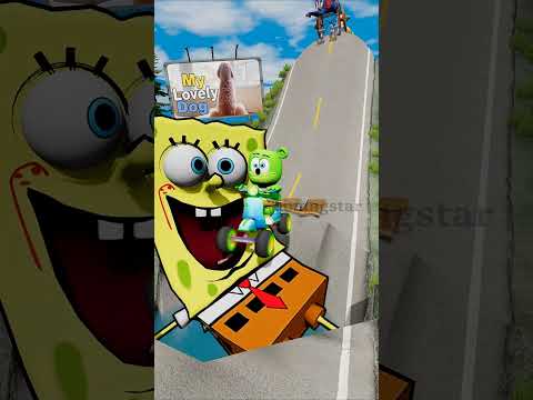Weird Strange Cars vs Angry SpongeBob in Giant Pit - BeamNG.drive