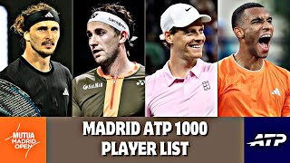 Sinner, Zverev, Ruud & More! | Madrid Open 2026 Entry List | ATP Tennis