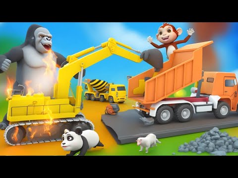 Funny Animals vs. Overheating Bulldozer: An Epic Adventure! 🚜🐾 Monkey Gorilla Panda Elephant