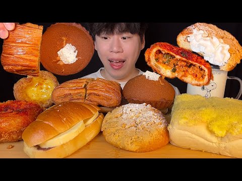 SUB) 뚜레쥬르 신상빵 먹방 ASMR 오랜만이라 처음보는 빵들 맛있어 보는 빵들을 가져왔어요🥯 달달한 크림빵부터 매콤한 고로케까지! 우유와 함께 먹으면 행복😍