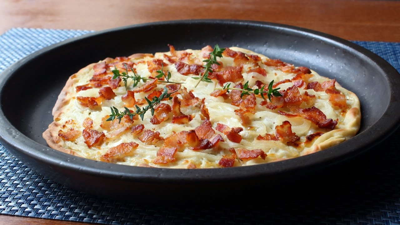Tarte Flambe - Alsatian Bacon & Onion Tart - How to Make Tarte Flambe