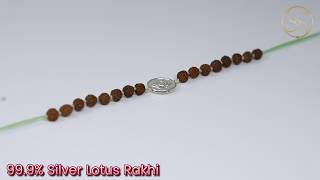 Silver Lotus with Rudraksha Beads Rakhi