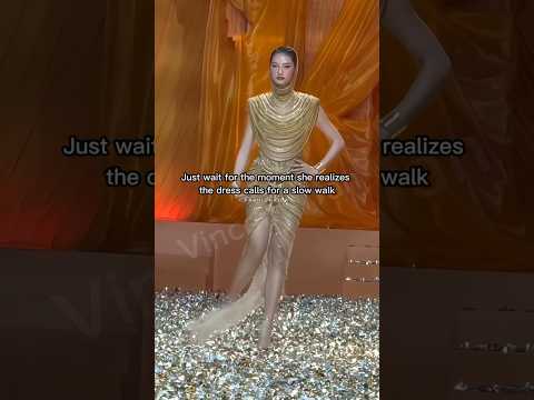She was literally fighting for her life in that dress 😭 #fashion #runway #catwalk