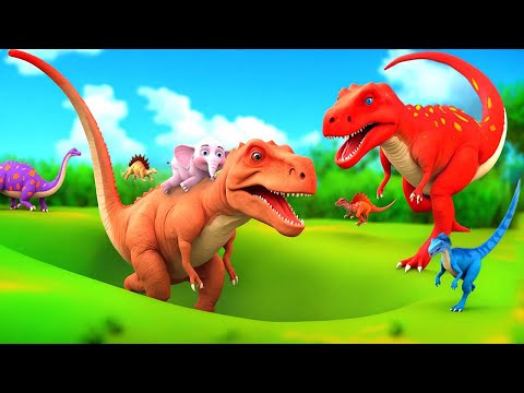 T-Rex Rescues Elephant in Sand Tornado! Epic Jurassic World Mission | Dinosaur Family TV