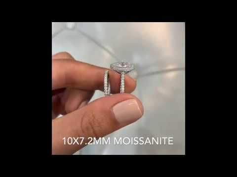 2 ct Oval Moissanite Halo with Matching Band