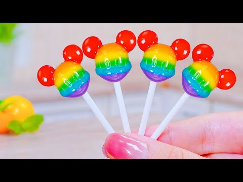 How To Make Cute Rainbow MICKEY Jelly Using CHUPA CHUPS 🤗🍡  Miniature Fruit Jelly By Tiny Cakes 🌈