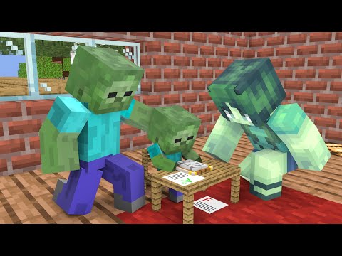 Monster School : Zombie family story - Minecraft Animation