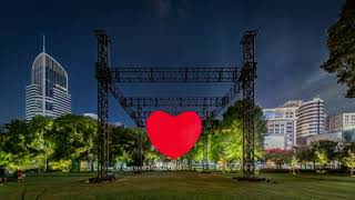 A giant glowing heart in downtown Shanghai