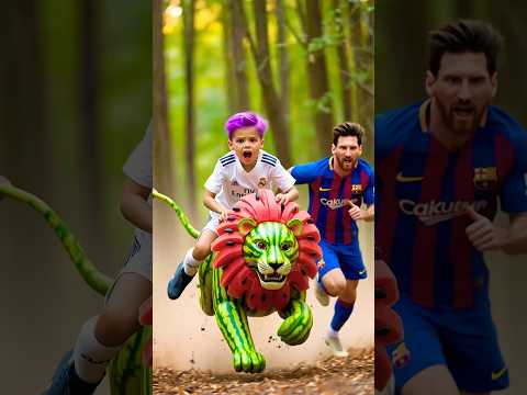 Messi stole the watermelon lion from Ronaldo's son. What will Ronaldo do? #ronaldo #football #messi