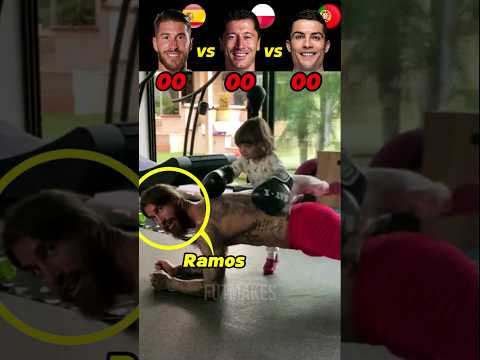 Ronaldo VS Lewandowski VS Ramos - Pushup with Kids