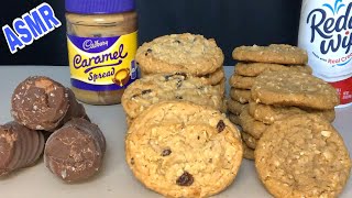 ASMR OATMEAL RAISIN COOKIES,OATMEAL COOKIES,BLUE BUNNY CHOCOLATE ICE CREAM CONES.CADBURY SPREAD.