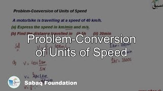 Problem-Conversion of Units of Speed