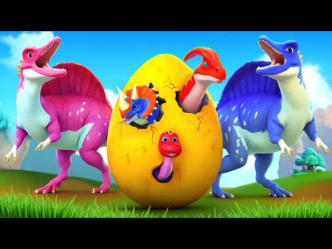 Giant Egg Hatching: Jurassic Dinosaurs Rescue Eggs from Color Spinosaurus!