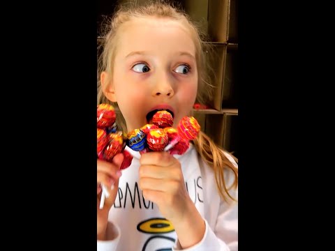 Polina playing candies