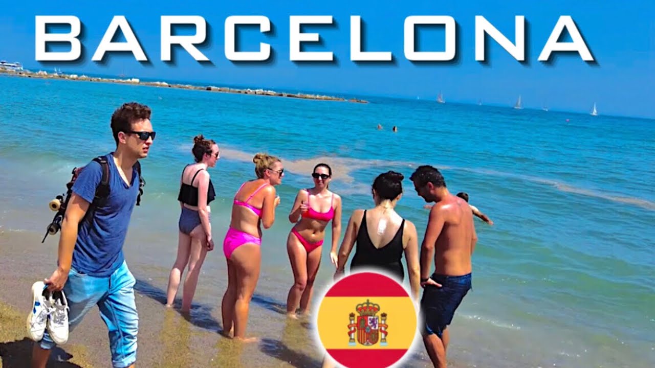 4K Spain Beach Walk, Amazing Barcelona City Beaches 4K Ultra HD