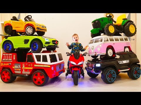 Max and Nikita ride on toy cars for kids MEGA COMPILATION